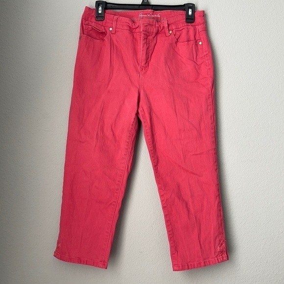Gloria Vanderbilt Amanda Jeans Women 6 Orange  coral Rust Denim Button Zipper - Picture 1 of 8